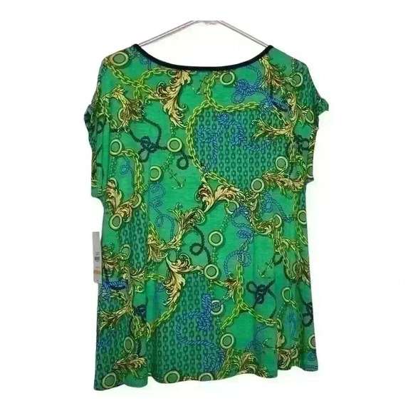 Anne Klein oversized, flowy, Kelly Green, status print top-size small - Picture 3 of 7